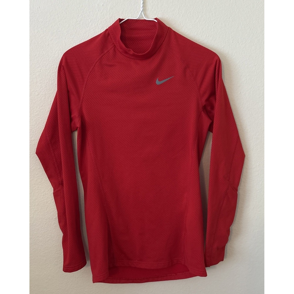 Nike Dri-FIT Compression Long Sleeve Athletic Shirt Red Ladies‎ Small